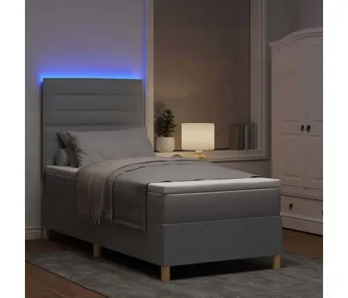 Led Gultas Pamatne Ar Matraci Gaiši Pelēks 90 X 190 Cm Audums Vidaxl