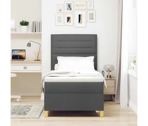 Led Box Spring Voodi Madratsiga Tumehall 90 X 190 Cm Kangas