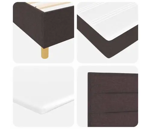 Led Box Spring Voodi Madratsiga Tume Pruun 90 X 200 Cm Kangas