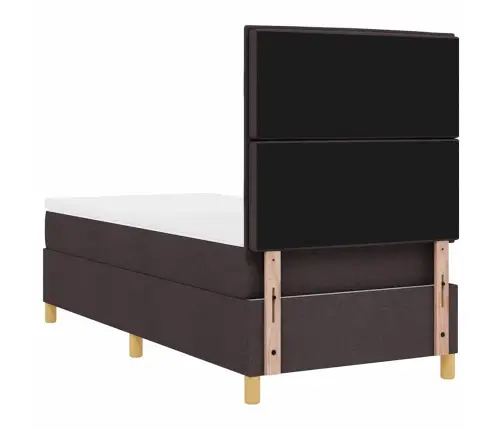 Led Box Spring Voodi Madratsiga Tume Pruun 90 X 200 Cm Kangas