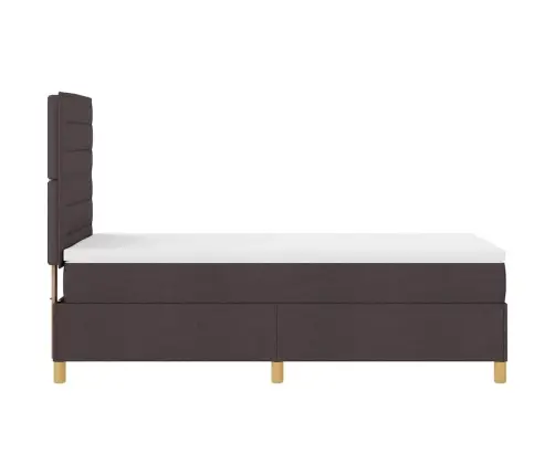 Led Box Spring Voodi Madratsiga Tume Pruun 90 X 200 Cm Kangas