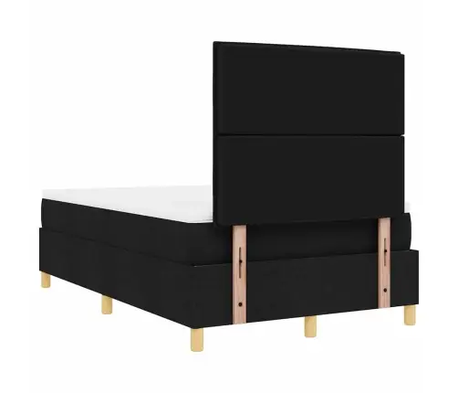 Kastes Atsperu Gulta Ar Matraci & Led Melnā 120X190 Cm Audumā Vidaxl