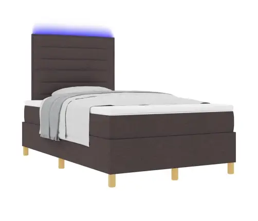 Led Gultas Pamatne Ar Matraci Tumši Brūna 120 X 200 Cm Audums Vidaxl