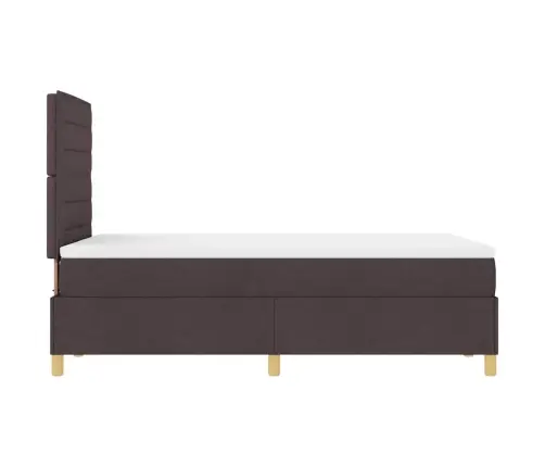 Led Gultas Pamatne Ar Matraci Tumši Brūna 120 X 200 Cm Audums Vidaxl