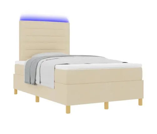 Led Čiužinio Lova Su Čiužiniu Kreminė 120 X 200 Cm Audinys