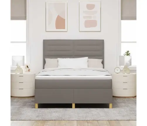 Led Box Spring Voodi Peaga Pruunikashall 140 X 190 Cm Kangas