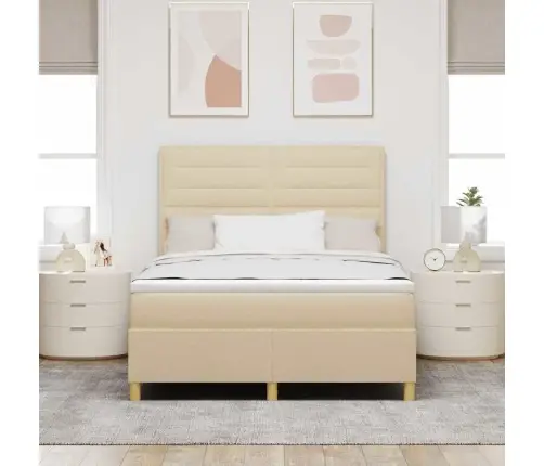 Led Čiužinio Lova Su Čiužiniu Kreminė 140 X 190 Cm Audinys