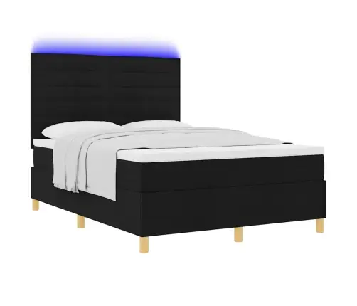 Led Gultas Pamatne Ar Matraci Melna 140 X 200 Cm Audums Vidaxl