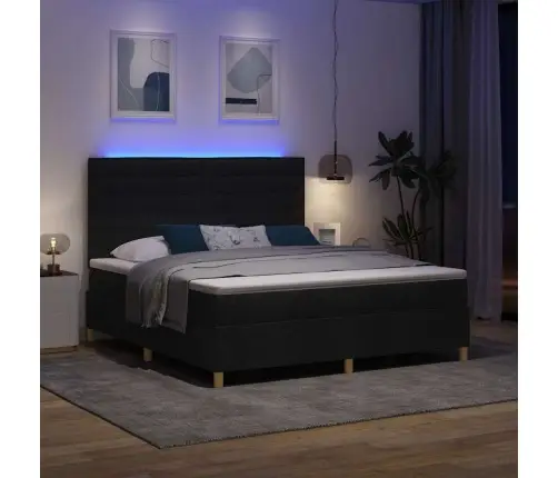 Led Gultas Pamatne Ar Matraci Melna 180 X 200 Cm Audums Vidaxl