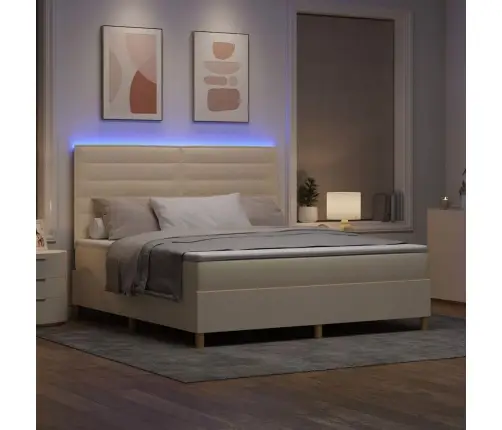 Led Gultas Pamatne Ar Matraci Krēmkrāsa 180 X 200 Cm Audums Vidaxl