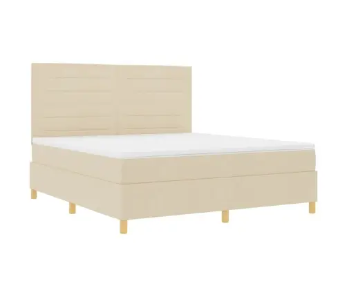 Led Gultas Pamatne Ar Matraci Krēmkrāsa 180 X 200 Cm Audums Vidaxl