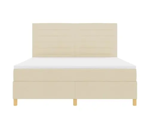 Led Gultas Pamatne Ar Matraci Krēmkrāsa 180 X 200 Cm Audums Vidaxl