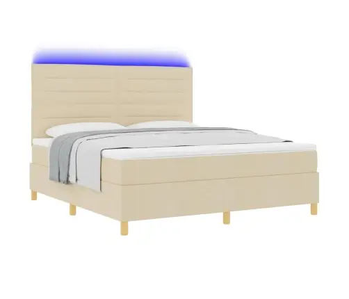 Led Gultas Pamatne Ar Matraci Krēmkrāsa 180 X 200 Cm Audums Vidaxl