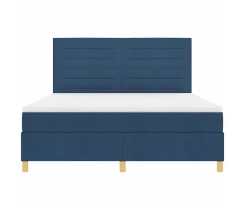 Led Gultas Pamatne Ar Matraci Zila 180 X 200 Cm Audums Vidaxl