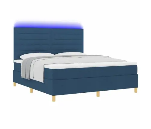Led Gultas Pamatne Ar Matraci Zila 180 X 200 Cm Audums Vidaxl