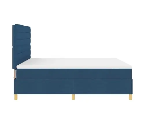 Led Gultas Pamatne Ar Matraci Zila 180 X 200 Cm Audums Vidaxl