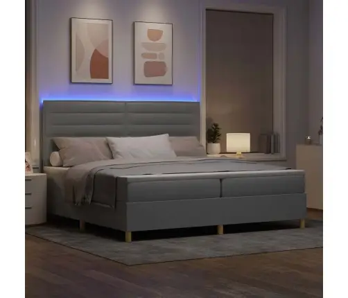 Led Čiužinio Lova Šviesiai Pilka 200 X 200 Cm Audinys