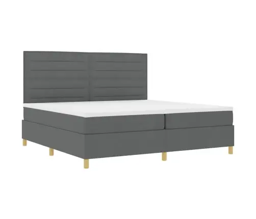 Led Gultas Pamatne Ar Matraci Tumši Pelēks 200 X 200 Cm Audums Vidaxl