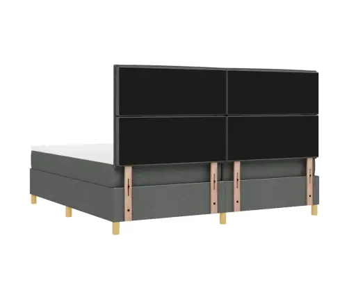 Led Gultas Pamatne Ar Matraci Tumši Pelēks 200 X 200 Cm Audums Vidaxl