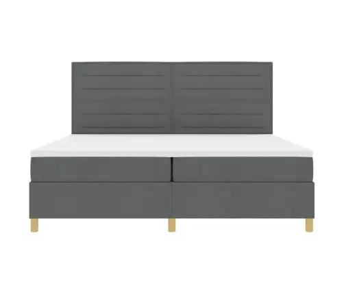 Led Gultas Pamatne Ar Matraci Tumši Pelēks 200 X 200 Cm Audums Vidaxl