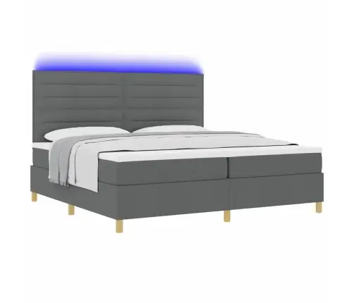 Led Gultas Pamatne Ar Matraci Tumši Pelēks 200 X 200 Cm Audums Vidaxl