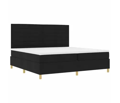Kastītes Atsperu Gulta Ar Matraci Melna 200 X 200 Cm Audums Vidaxl