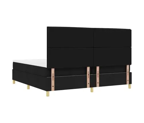 Kastītes Atsperu Gulta Ar Matraci Melna 200 X 200 Cm Audums Vidaxl