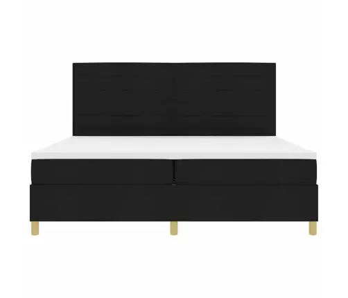 Kastītes Atsperu Gulta Ar Matraci Melna 200 X 200 Cm Audums Vidaxl
