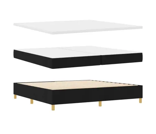 Kastītes Atsperu Gulta Ar Matraci Melna 200 X 200 Cm Audums Vidaxl