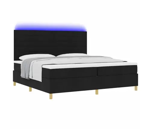 Kastītes Atsperu Gulta Ar Matraci Melna 200 X 200 Cm Audums Vidaxl