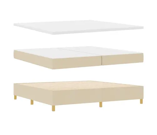 Led Box Spring Voodi Madratsiga Peaga Cream 200 X 200 Cm Kangas