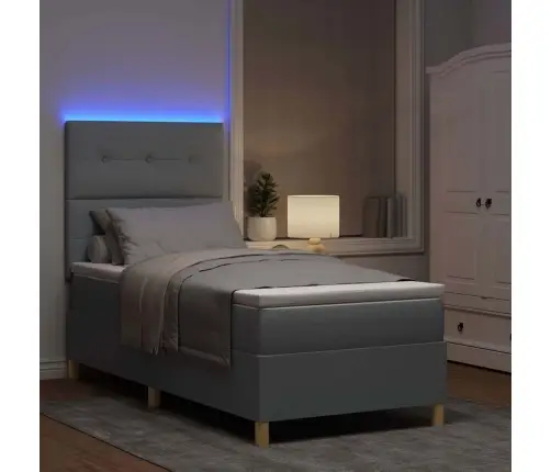 Led Box Spring Voodi Madratsiga Helehall 80 X 200 Cm Kangas