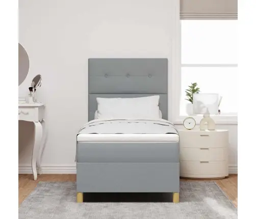 Led Box Spring Voodi Madratsiga Helehall 80 X 200 Cm Kangas