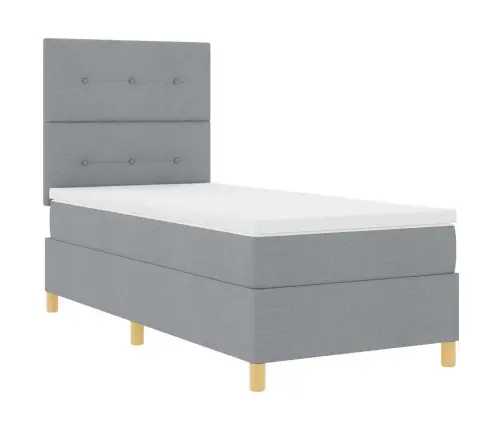 Led Box Spring Voodi Madratsiga Helehall 80 X 200 Cm Kangas