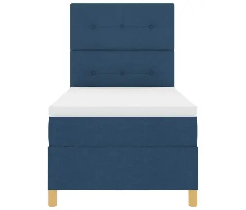 Led Gultas Pamatne Ar Matraci Zila 80 X 200 Cm Audums Vidaxl