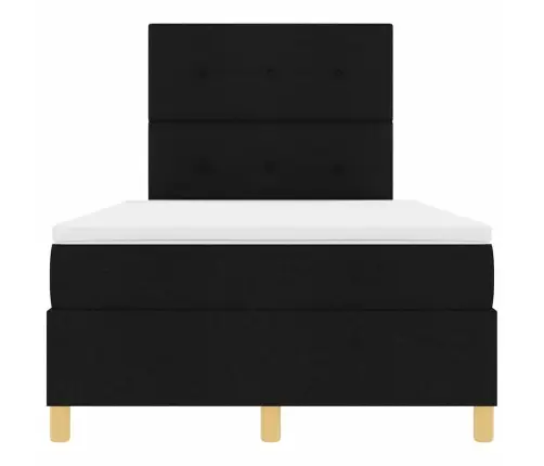 Kastītes Gulta Ar Matraici & Led Melnā 120X190 Cm Audumā Vidaxl