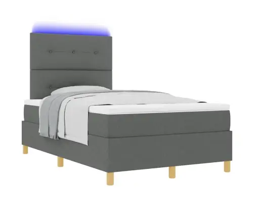 Gultas Pamatne Ar Matraču Un Led Tumši Pelēka 120X200 Cm Audums Vidaxl