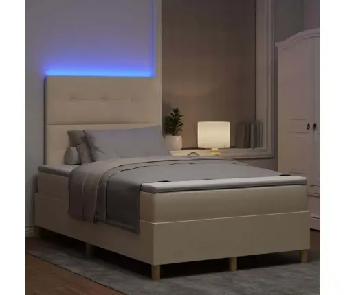 Led Gultas Pamatne Ar Matraci Krēmkrāsa 120 X 200 Cm Audums Vidaxl