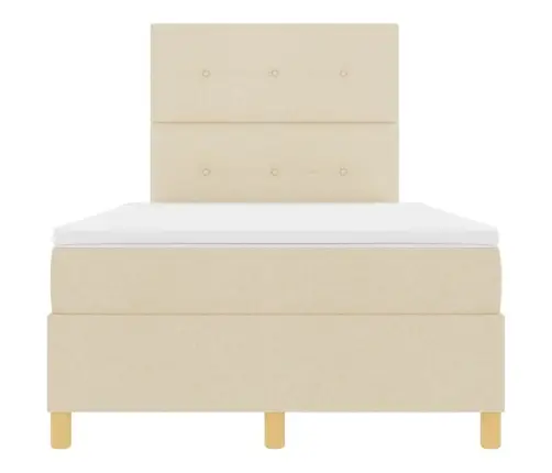 Led Gultas Pamatne Ar Matraci Krēmkrāsa 120 X 200 Cm Audums Vidaxl