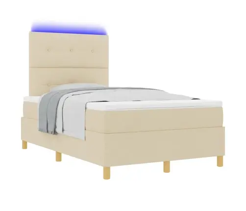 Led Gultas Pamatne Ar Matraci Krēmkrāsa 120 X 200 Cm Audums Vidaxl