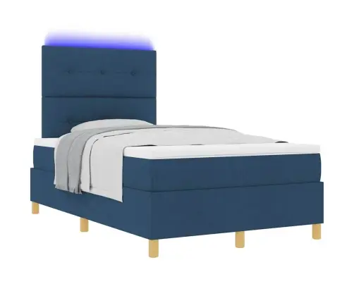 Led Gultas Pamatne Ar Matraci Zila 120 X 200 Cm Audums Vidaxl