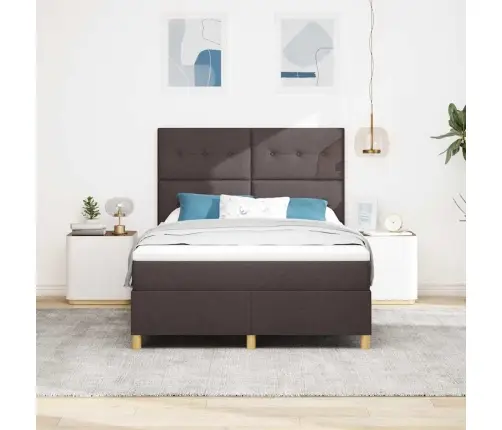 Led Čiužinio Lova Tamsiai Rudas 140 X 190 Cm Audinys