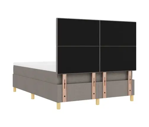 Led Gultas Pamatne Ar Matraci Pelēkbrūna 140 X 190 Cm Audums Vidaxl