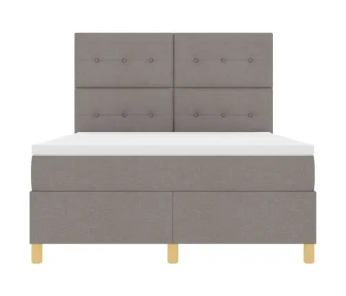 Led Gultas Pamatne Ar Matraci Pelēkbrūna 140 X 190 Cm Audums Vidaxl