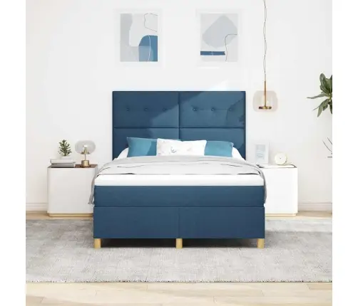 Led Čiužinio Lova Su Čiužiniu Mėlyna 140 X 190 Cm Audinys