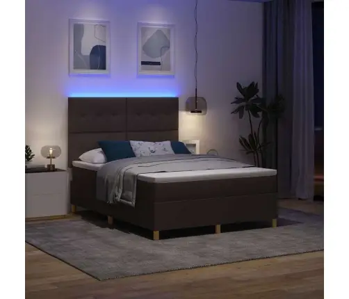 Led Čiužinio Lova Tamsiai Rudas 140 X 200 Cm Audinys