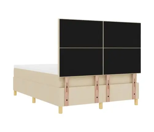 Led Box Spring Voodi Madratsiga Peaga Cream 140 X 200 Cm Kangas