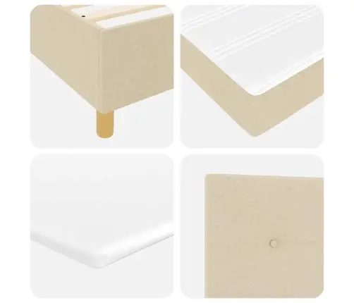 Led Box Spring Voodi Madratsiga Peaga Cream 160 X 200 Cm Kangas