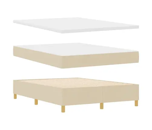 Led Box Spring Voodi Madratsiga Peaga Cream 160 X 200 Cm Kangas