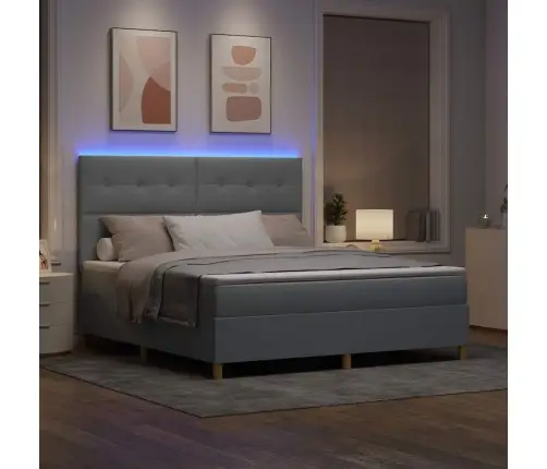 Led Gultas Pamatne Ar Matraci Gaiši Pelēks 180 X 200 Cm Audums Vidaxl